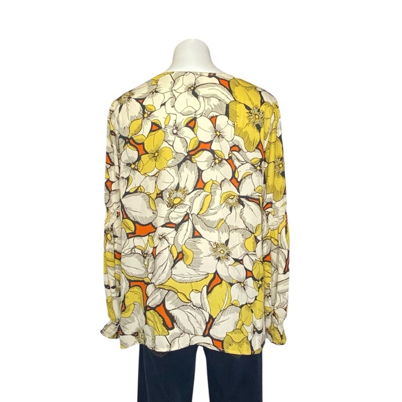CABI 3954 Sequel Retro Floral Long Sleeve V Neck Blouse Yellow Size XL - Picture 9 of 14